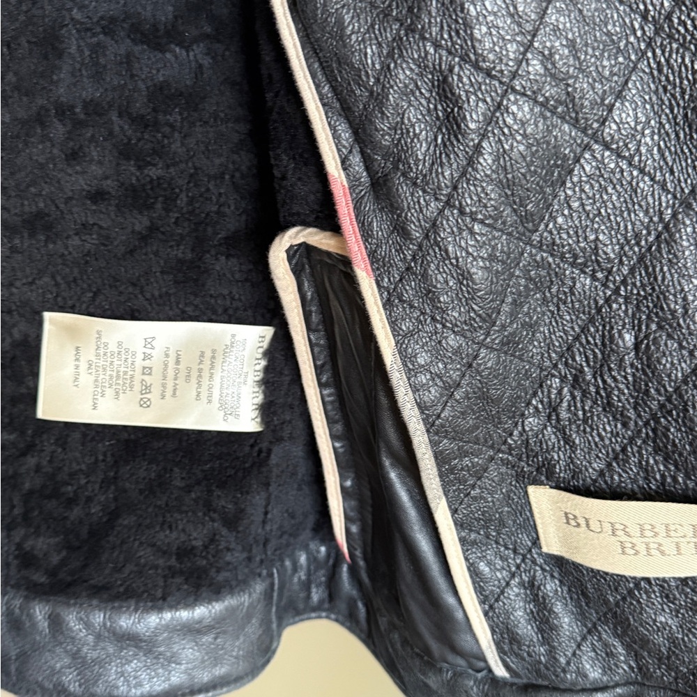 Burberry Brit Leather Shearling Aviator Jacket WOMENS – Black – Size US 14 - Picture 11 of 13